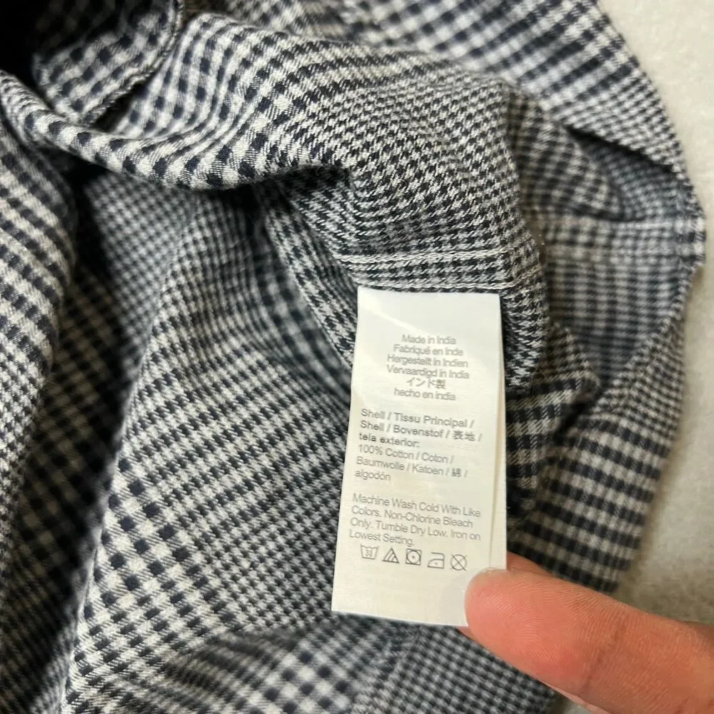 J. Crew Shirt Mens M Black Gray Houndstooth Check Long Sleeve Slim Fit Button-Up